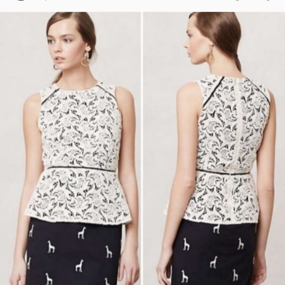 ANTHROPOLOGIE Lace Peplum Top - Picture 2 of 9